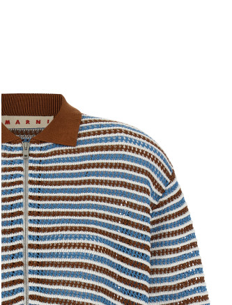 Свитер, кардиган MARNI Striped crochet cardigan (CDMD0446EQUFCB35CRM30) #