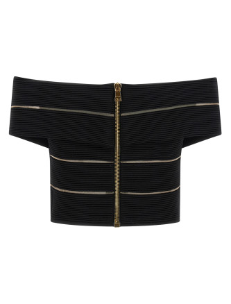 Вечерний топ BALMAIN Off-the-shoulder crop top (GF0AB580KJ750PA) #