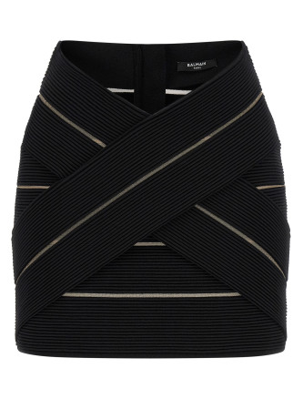 Макси BALMAIN V-shaped waist skirt