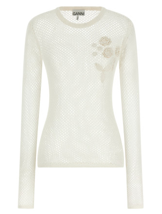 Свитер, кардиган GANNI Pointelle cotton sweater
