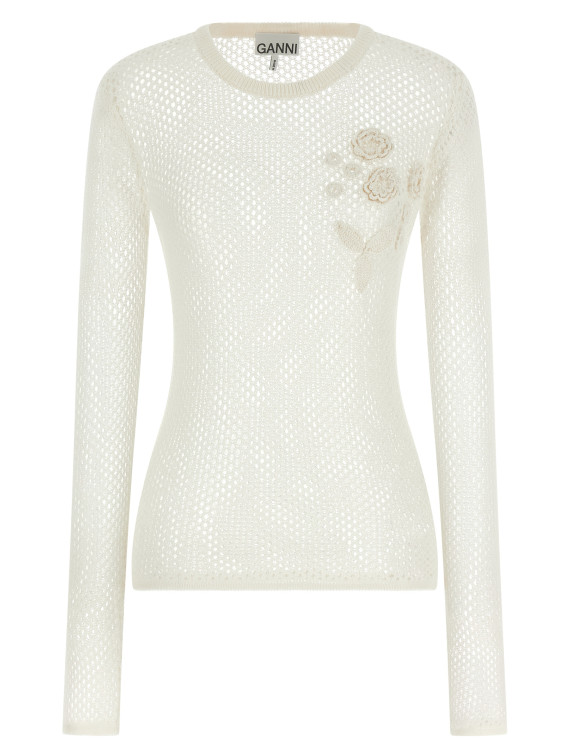 Свитер, кардиган GANNI Pointelle cotton sweater (A1070231135) #1