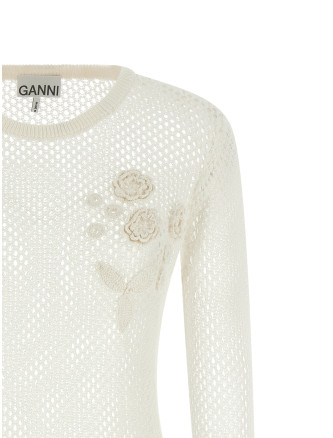 Свитер, кардиган GANNI Pointelle cotton sweater (A1070231135) #