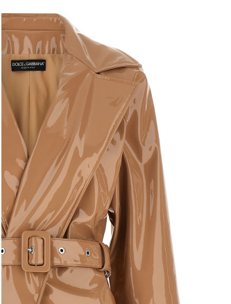 Пальто, тренч DOLCE & GABBANA Vinyl trench coat (F0W3WTFUSW7M0179) #