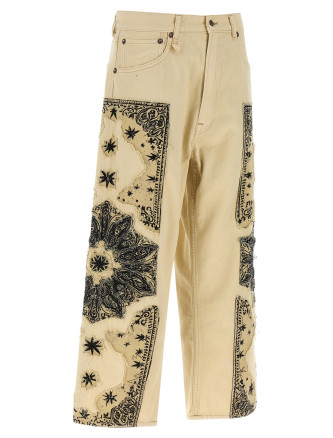 Джинсы R13 'X-BF' (R13WD211D495BECRUBANDANAAPPLIQUE) #