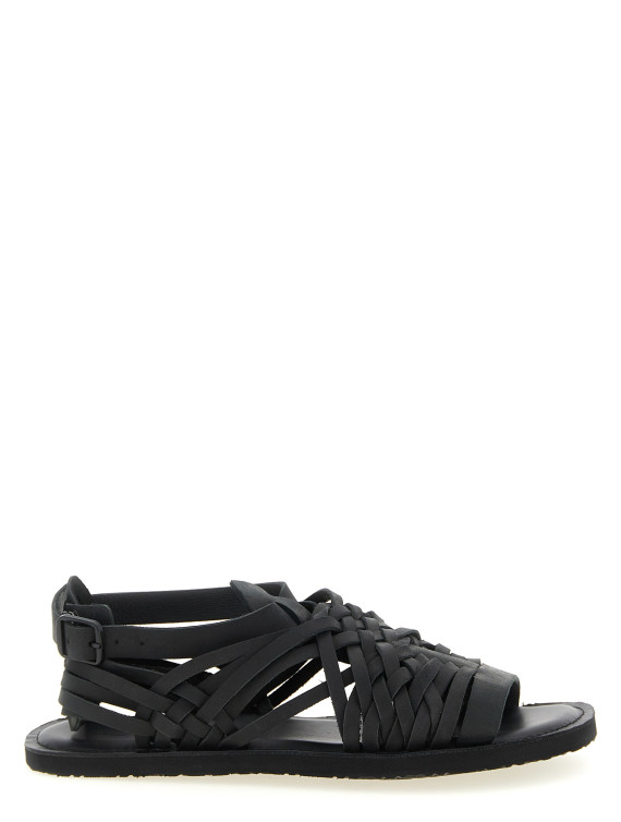 Плоские сандалии YOHJI YAMAMOTO Braided leather sandals (HKE03768BLACK2) #1