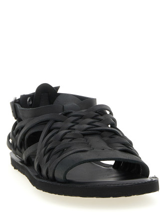 Плоские сандалии YOHJI YAMAMOTO Braided leather sandals (HKE03768BLACK2) #