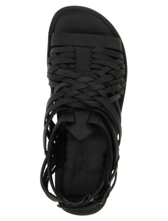 Плоские сандалии YOHJI YAMAMOTO Braided leather sandals (HKE03768BLACK2) #