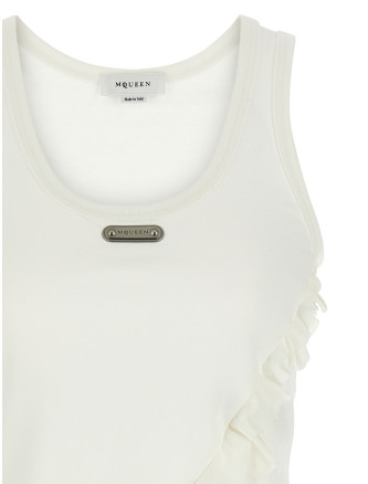 Повседневный топ MCQUEEN Silk ruffle tank top (870702QLAEZ9007) #