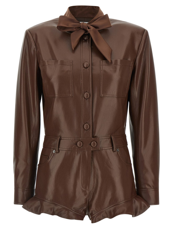 Комбинезон SELF PORTRAIT Leather effect jumpsuit (SS26039JSBRBROWN) #1