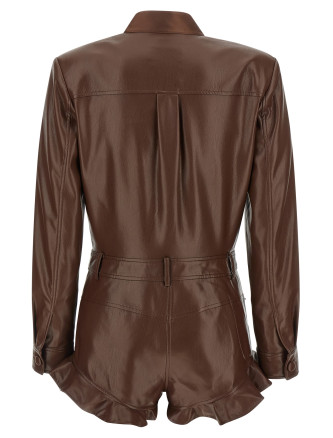Комбинезон SELF PORTRAIT Leather effect jumpsuit (SS26039JSBRBROWN) #