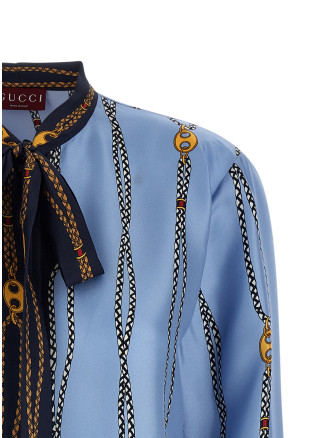 Рубашка, блузка GUCCI Lavallière collar shirt (856109ZAUK54061) #