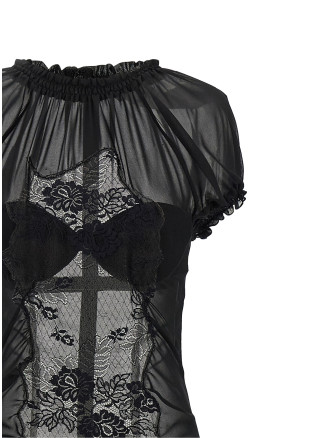 Миди THE ATTICO Lace tulle dress (260WCW00286100) #