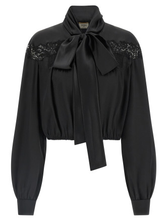 Рубашка, блузка SAINT LAURENT Lace silk shirt