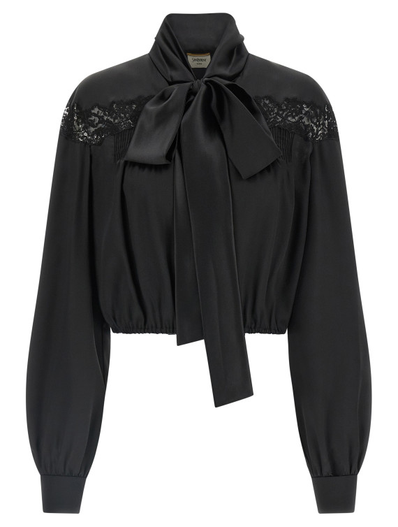 Рубашка, блузка SAINT LAURENT Lace silk shirt (853054Y7G271000) #1