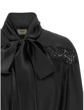 Рубашка, блузка SAINT LAURENT Lace silk shirt (853054Y7G271000) #