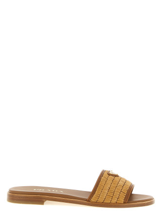 Шлепанцы PRADA Raffia slides