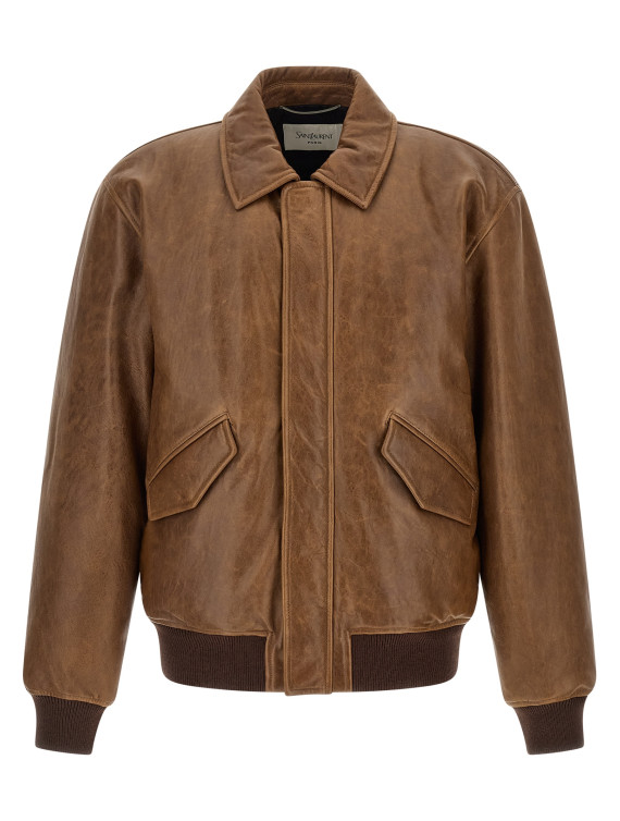 Кожаная куртка SAINT LAURENT Vintage leather bomber jacket (798521YCSX22800) #1
