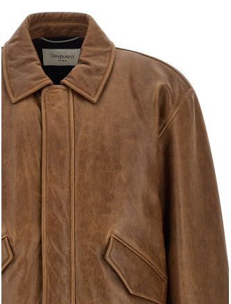 Кожаная куртка SAINT LAURENT Vintage leather bomber jacket (798521YCSX22800) #