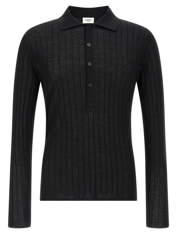 Поло SAINT LAURENT Pointelle wool polo shirt (861749Y77JC1000) #1