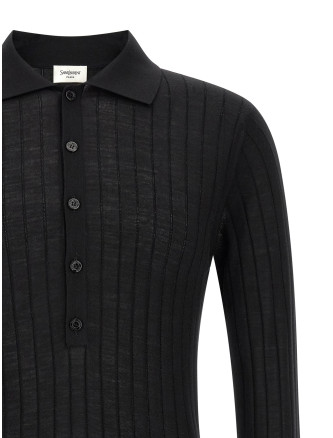 Поло SAINT LAURENT Pointelle wool polo shirt (861749Y77JC1000) #