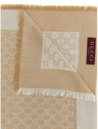 Шарф, платок GUCCI Wool and silk shawl GG (8555393GA489877) #