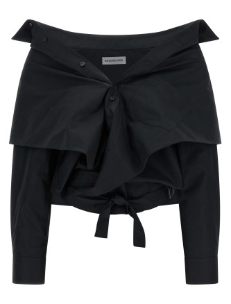 Рубашка, блузка BALENCIAGA Crop shirt off the shoulder