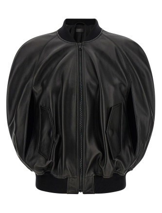 Кожаная куртка BALENCIAGA Hood bomber jacket