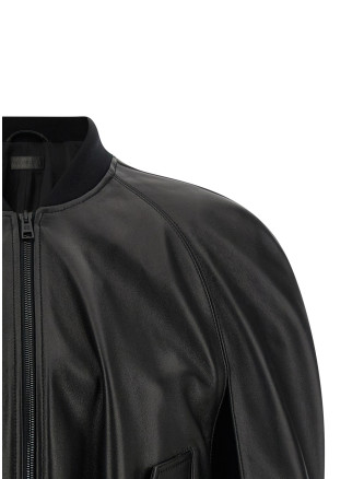 Кожаная куртка BALENCIAGA Hood bomber jacket (872003TUS111000) #