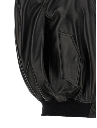 Кожаная куртка BALENCIAGA Hood bomber jacket (872003TUS111000) #