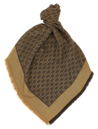 Шарф, платок GUCCI Wool and silk shawl GG
