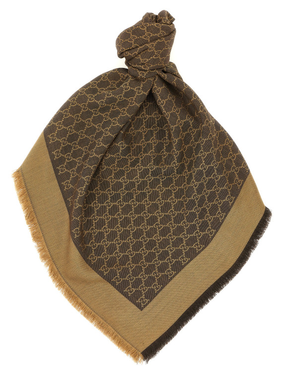 Шарф, платок GUCCI Wool and silk shawl GG (8555393GA482579) #1