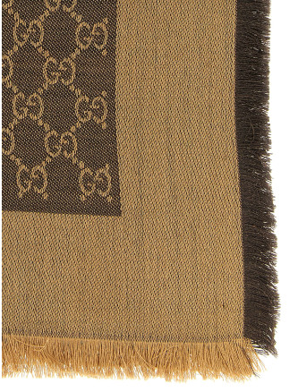 Шарф, платок GUCCI Wool and silk shawl GG (8555393GA482579) #