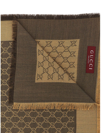 Шарф, платок GUCCI Wool and silk shawl GG (8555393GA482579) #
