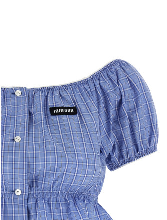 Повседневный топ MIU Check crop top (MT2188SOOO183AF0076) #