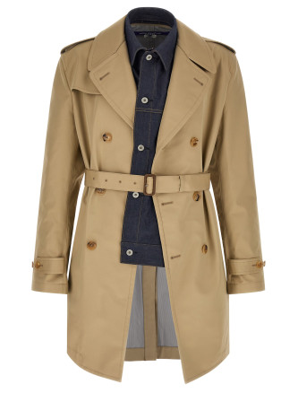 Пальто, тренч JUNYA WATANABE Denim insert trench coat