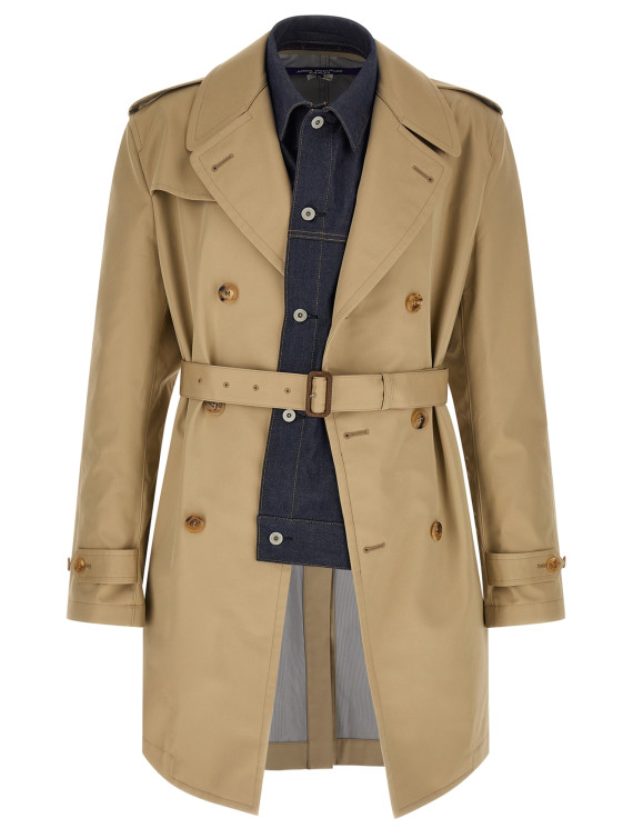 Пальто, тренч JUNYA WATANABE Denim insert trench coat (WQC0021) #1