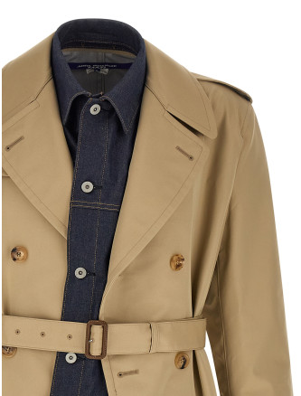Пальто, тренч JUNYA WATANABE Denim insert trench coat (WQC0021) #