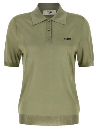 Поло FENDI Shiny viscose polo shirt