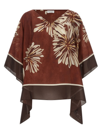 Рубашка, блузка BRUNELLO CUCINELLI Silk scarf blouse