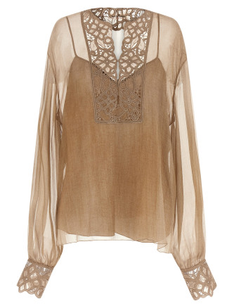 Рубашка, блузка ERMANNO SCERVINO Floral carving blouse