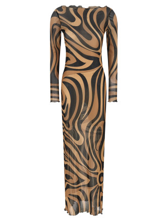 'Marmo' print tulle dress