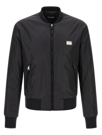 Куртка-бомбер DOLCE & GABBANA Logo plaque bomber jacket