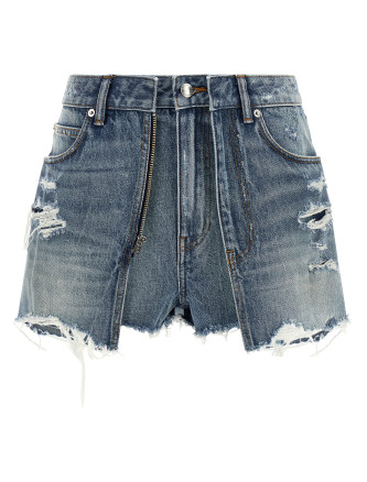 Double layer denim skort