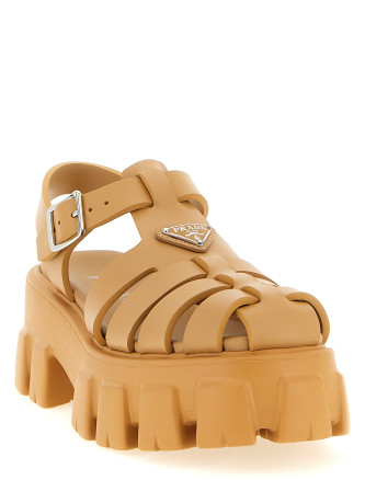 Босоножки на низком каблуке PRADA 'Cage Monolith' (1X853MFDD553LKKF0346) #