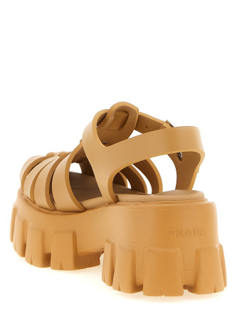 Босоножки на низком каблуке PRADA 'Cage Monolith' (1X853MFDD553LKKF0346) #