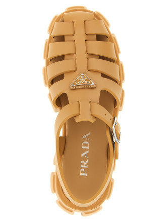 Босоножки на низком каблуке PRADA 'Cage Monolith' (1X853MFDD553LKKF0346) #