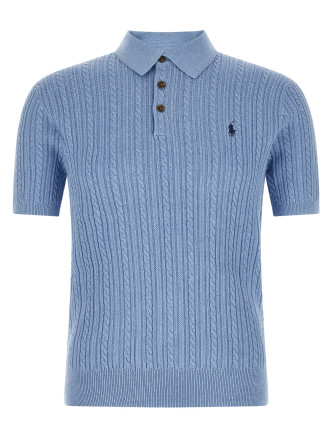 Braided polo sweater