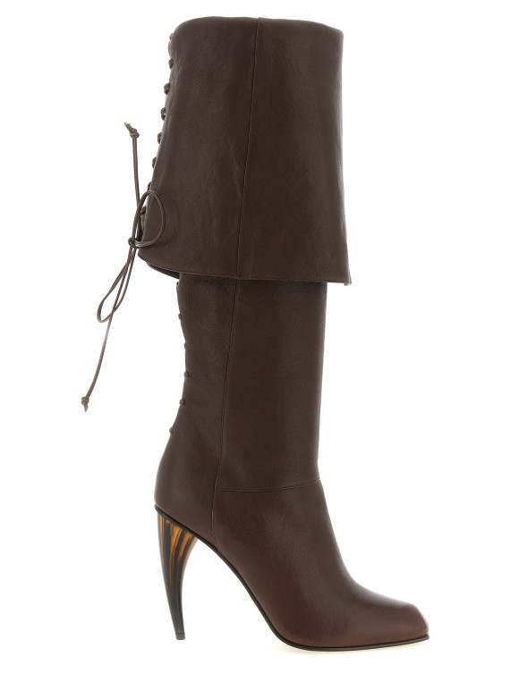 Высокие сапоги MCQUEEN Horn heel boots (862746WHAFA2000) #1