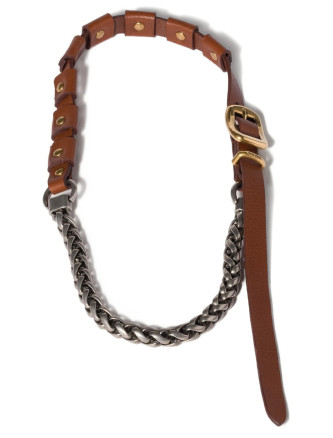 Алқа MIU Metal and leather necklace