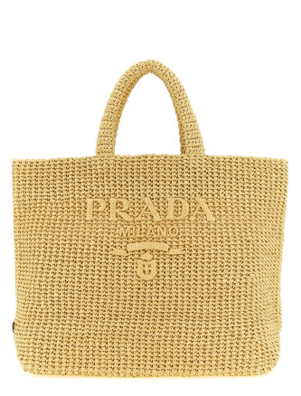 Сумка-тоут PRADA Crochet raffia shopping bag